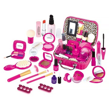 KiKimmy 超仿真女孩彩妝遊戲組 3歲以上 22件  桃色豹紋提包款  1盒