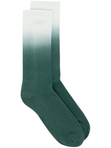 Autry - logo-embroidered ombré socks - men - Elastane/Polyamide/Cotton - M - Green