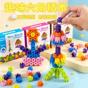 台灣出貨 益智早教六角積木 六角積木 拼裝玩具 早教積木 拼插積木 益智啟蒙玩具 兒童禮物 幼兒園桌麵玩具