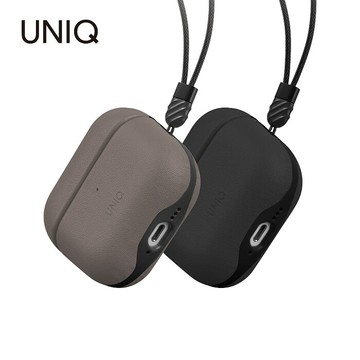 UNIQ 新加坡 Lyden Ds 耐刮皮革收納保護套 附掛繩 AirPods 第4代灰色