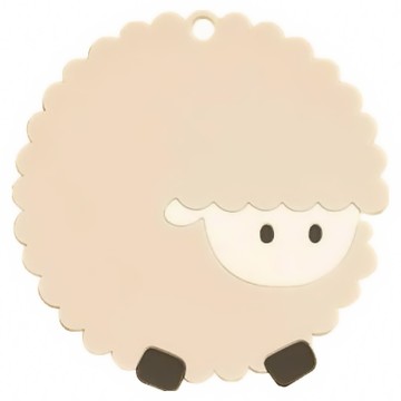 小麥購物 卡通矽膠隔熱墊 G809 小(9 x 9 x 0.3cm) 20g  灰白羊  3個