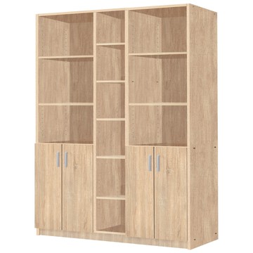 《HOPMA》都會四門六格書櫃 台灣製造 儲藏收納層櫃 玄關置物櫃-淺橡(漂流)木