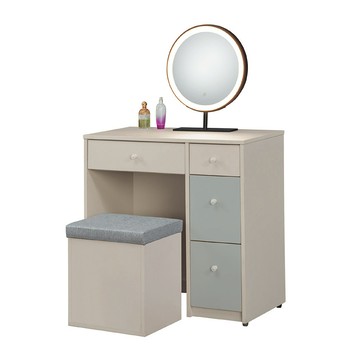 【顛覆設計】靜柔2.7尺智能三色燈化妝台(含椅)