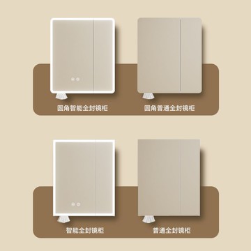 圓角全封太空鋁智能浴室鏡櫃衛生間梳妝掛墻式帶美妝收納架抽紙孔J-38公司貨