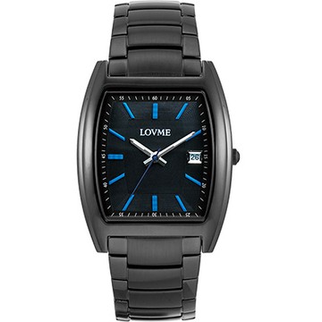 LOVME 優雅風情酒桶造型腕錶-IP黑x深情藍/37mm