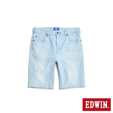 EDWIN 男裝 EDGE JERSEYS 迦績合身牛仔短褲-漂淺藍