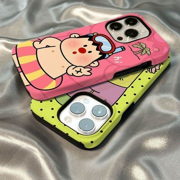 可愛胖虎防摔iPhone17PROMAX手機殼16Plus蘋果15/14韓版二合一13