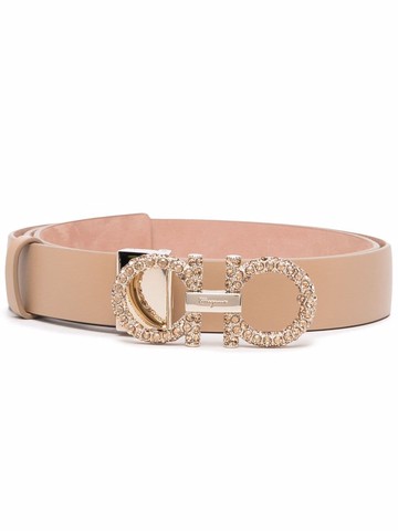 Ferragamo - adjustable Gancini belt - women - Calf Leather - 100 - Neutrals