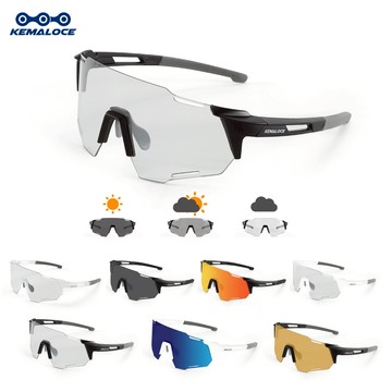 KEMALOCE 騎行眼鏡男士 腳踏車自行車公路車護目鏡 跑步田徑馬拉松戶外運動眼鏡 UV400變色近視偏光釣魚墨鏡