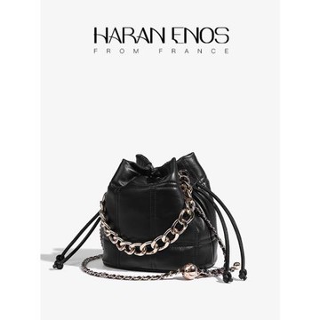 HARAN ENOS今年超火鏈條水桶包2023新款秋冬菱格小眾單肩斜挎女包