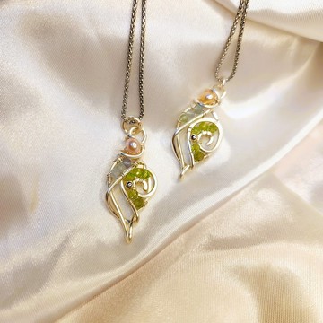 茉莉辰語-橄欖石 螢石 平淨心靈 金屬線編織項鍊