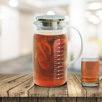 寶馬牌圓型多功能雙用玻璃壺-1300ml