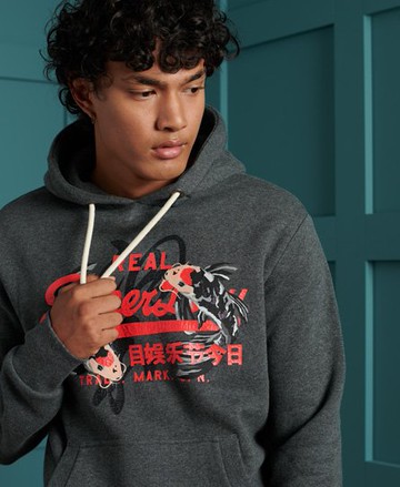 Superdry Men's Men's Vintage Logo Rising Sun Hoodie Dark Grey / Dark Marl - Size: XL