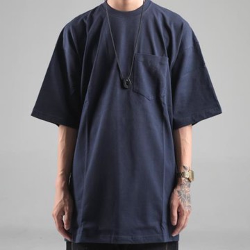 bboy寬松街頭old school重磅hiphop街舞小領口加兜口袋短袖t