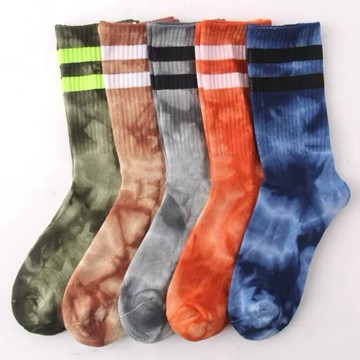【PAGANS STORE】韓國 渲染 條紋 紮染 毛巾底 厚底 長襪 襪子 (5 color)