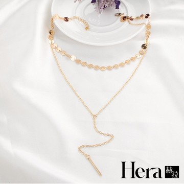 【HERA赫拉】歐美風簡約金屬感分層流蘇項鍊-2色