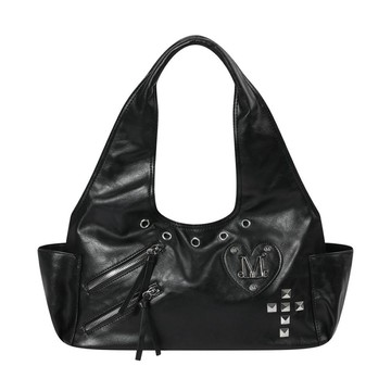 韓國 MUCENT ROMIA HEART PATCH CROSS STUD 愛心Logo鉚釘肩背包 黑色 BLACK