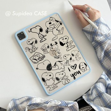 亞克力線條史努比ipad保護殼11代10.2寸硬殼Air7卡通Pro11寸無蓋MINI6軟