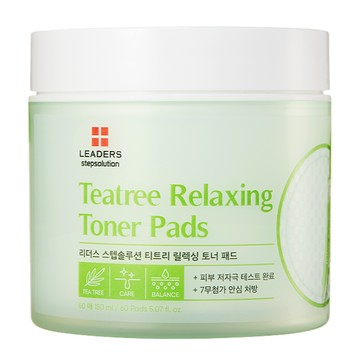 LEADERS 麗得姿 Step Solution系列 茶樹舒緩爽膚棉片 雙面雙效 可乾淨去除肌膚角質和老廢物質 輕柔擦拭調理肌膚紋理  60片  1罐
