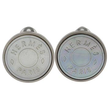 【日本直送】愛馬仕 HERMES Ciel 耳環 BIJOUTERIE FANTAISIE 古董 貝殼 銀色 女性【二手】