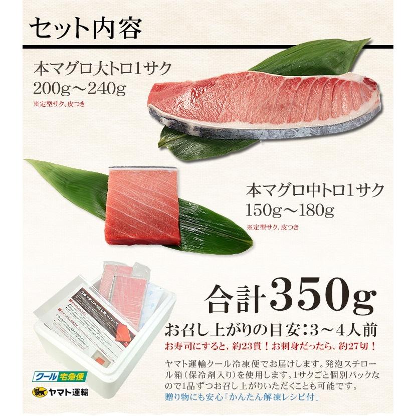 本マグロ 大トロ中トロセット 350g 送料無料 解凍レシピ付 刺身 食べ物 《pbt-bf6》〈bf1〉yd9[[大中セット]