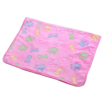 HISATO 法蘭絨寵物毛毯  L(104 x 76cm)  粉紅色骨頭狗爪  1條