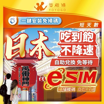 【悠遊購】日本eSIM | 原生DOCOMO 24H自助兌換快速發貨 5G 吃到飽 虛擬 網卡 上網卡 網路 esim卡