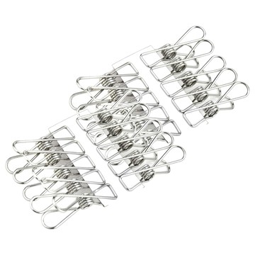 不鏽鋼超耐用彈性衣夾 20入 乾濕兩用 防水防鏽  1組