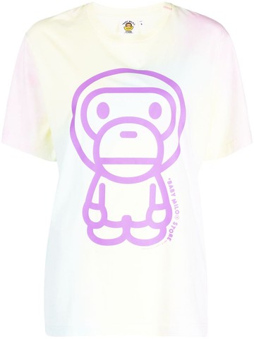 *BABY MILO® STORE BY *A BATHING APE® - logo-print tie-dye T-shirt - women - Cotton - M - Yellow