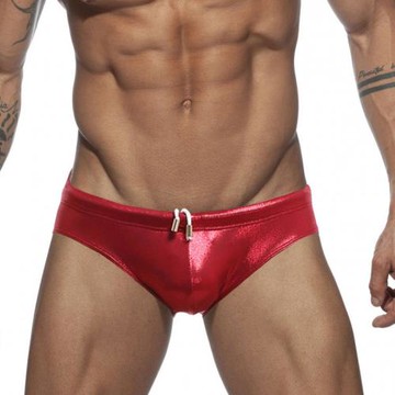 男士系繩子仿皮亮片緊身三角游泳褲走秀夜店表演沙灘防水沙灘褲夏