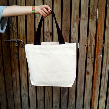 【素面款】黑色提把橫式帆布袋_台灣製帆布包