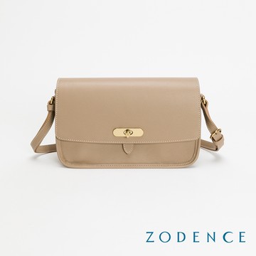 ZODENCE RENEE進口真皮水滴釦長型斜背包-駝