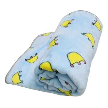 法蘭絨寵物毛毯 M(70 x 50cm) 卡通皇冠 藍色 柔軟舒適保暖  1條