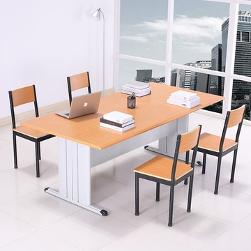 學校圖書館室閱覽桌閱覽室桌椅防火面板鋼木培訓桌讀圖書館學習桌297SFY 快速寄出