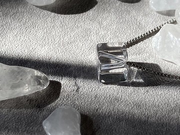 【白晝的永恆。方塊白水晶項鍊】925銀鏈、天然白水晶、夏季