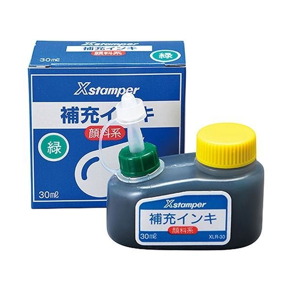 (まとめ) シヤチハタ Xスタンパー 補充インキ 顔料系全般用 30ml 緑 XLR-30 1個 〔×5セット〕