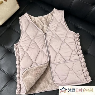 💖專櫃品質💖羽絨馬甲 棉馬甲 刷毛款 輕便大尺碼 2026新款秋冬加絨棉服女馬甲新款保暖拉鍊背心加厚短款修身坎肩