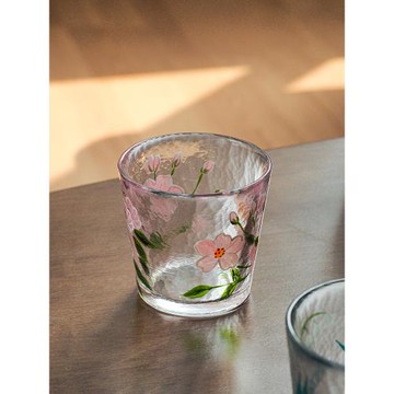 索廚日式小清新錘紋手繪玻璃杯手捏肌理精致創意水杯清酒威士忌杯