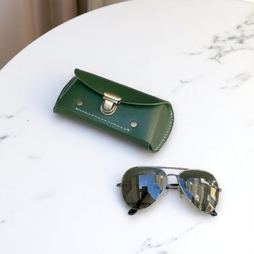 DUAL-皮革手工兩用眼鏡包/筆袋-開運綠 (父親節,生日,情人節,聖誕