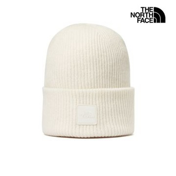 【The North Face 官方旗艦】 北面男女款米白色舒適保暖休閒毛帽｜7WJGQLI