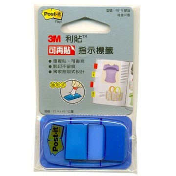 【文具通】3M 681N-2 利貼可再貼標籤藍 M7010113【APP滿額下單10%點數(單一帳號最高5000點)】1/31止