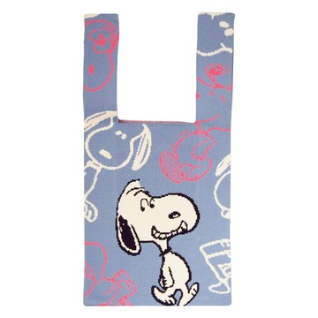 PEANUTS 史努比 經典款針織手提袋  47.5 x 23cm  藍色