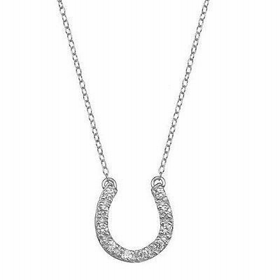 アンブランデッド ネックレス 925 スターリング シルバー CZ Horseシューズ ペンダント on 18" Chain ネックレス