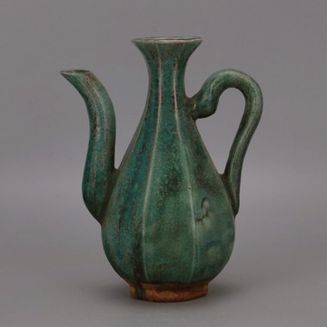 宋 越窯爐鈞釉八方長柄壺 景德鎮仿古舊貨瓷器古玩古董裝飾擺件