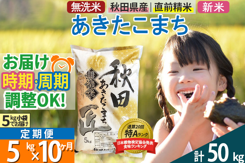 ＜新米＞《定期便10ヶ月》秋田県産 あきたこまち 5kg (5kg×1袋) ×10回 令和5年産 発送時期が選べる 周期調整OK 隔月配送OK お米|02_snk-030310