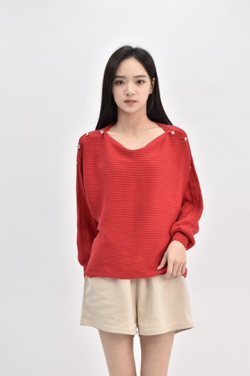 (L) 【沈瑾暘私服】inter planet質感針織紅色長袖上衣