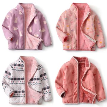 女童秋冬季新款兒童裝搖粒絨外套加絨加厚寶寶抓絨夾克男童毛毛衣