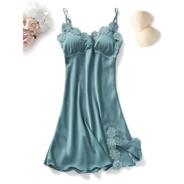 2025年春夏新款性感冰絲睡衣女吊帶睡裙刺繡蕾絲家居睡衣韓版學生