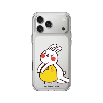 iPhone 17 Pro Max Clear Case（相機按鈕） 透明 - 懶散兔與啾先生 Lazy Rabbit and Mr.Chu - 黏著你