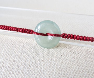 本命年【歲歲平安】冰晴翡翠絲光編織手鍊*SW11*招財、保平安